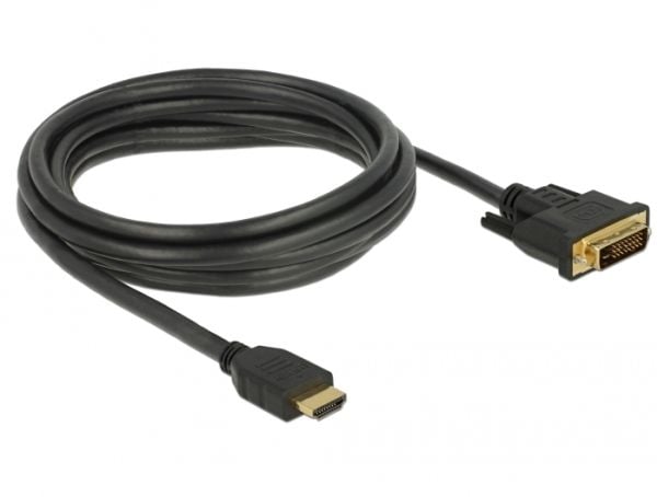 Delock - Adapterkabel - DVI-D hann til HDMI hann - 3 m - trippel beskyttelse - svart - tommelskruer