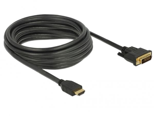 Delock - Adapterkabel - DVI-D hann til HDMI hann - 5 m - trippel beskyttelse - svart - tommelskruer