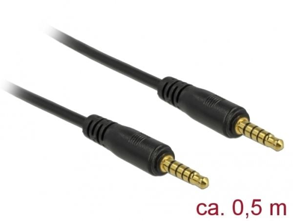 DeLOCK 85695, 3.5mm, Uros, 3.5mm, Uros, 0,5 m, Musta