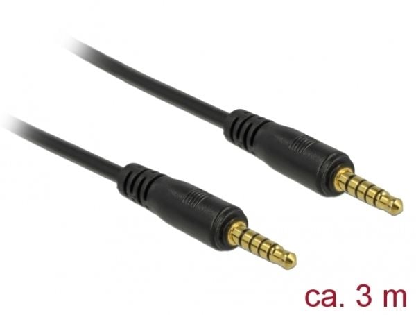 DeLOCK 85698, 3.5mm, Uros, 3.5mm, Uros, 3 m, Musta