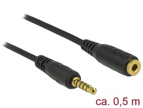 DeLOCK 85700, 3.5mm, Uros, 3.5mm, Naaras, 0,5 m, Musta