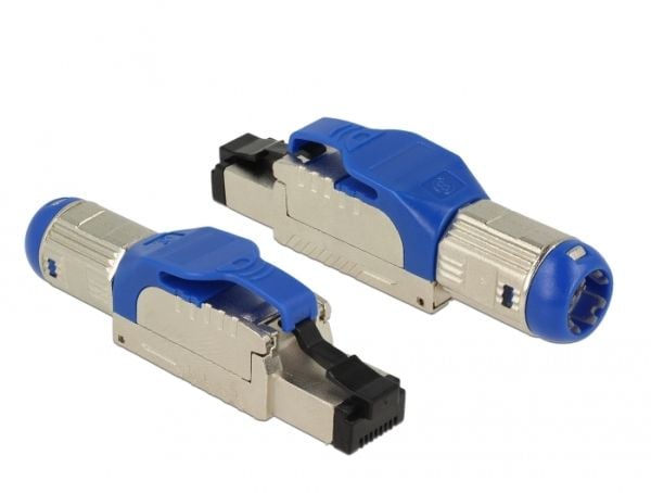 DeLOCK 86487, RJ-45, Sininen, Hopea, Sinkki, Cat8, S/UTP (STP), Kupari
