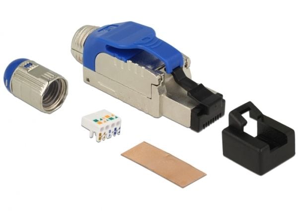 DeLOCK 86487, RJ-45, Sininen, Hopea, Sinkki, Cat8, S/UTP (STP), Kupari