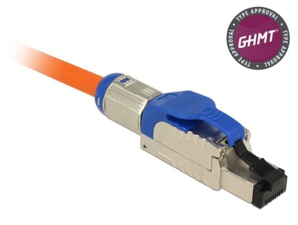 DeLOCK 86487, RJ-45, Sininen, Hopea, Sinkki, Cat8, S/UTP (STP), Kupari