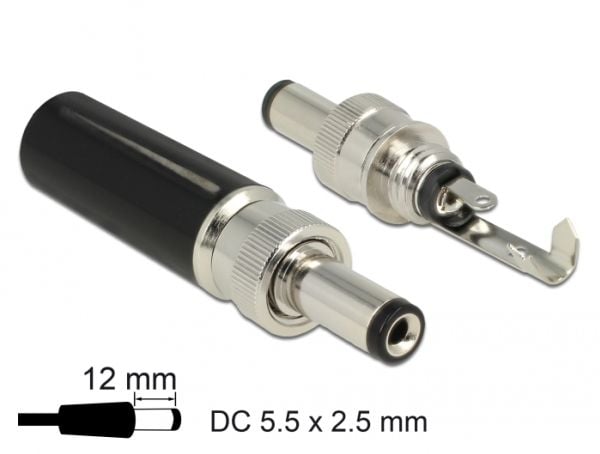 Delock - Strømkontakt - 5,5 x 2,1 mm DC-jakk (hann)