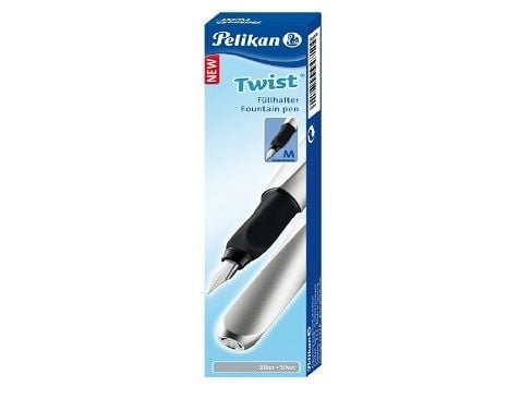 Pelikan 947101, Sølv, Innebygd påfyllingssystem, Rund spiss, Rustfritt stål, Medium, Boks
