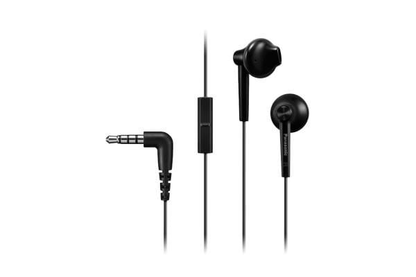 Panasonic RP-TCM55E - Hörlurar med mikrofon - öronknopp - kabelansluten - 3,5 mm kontakt - svart