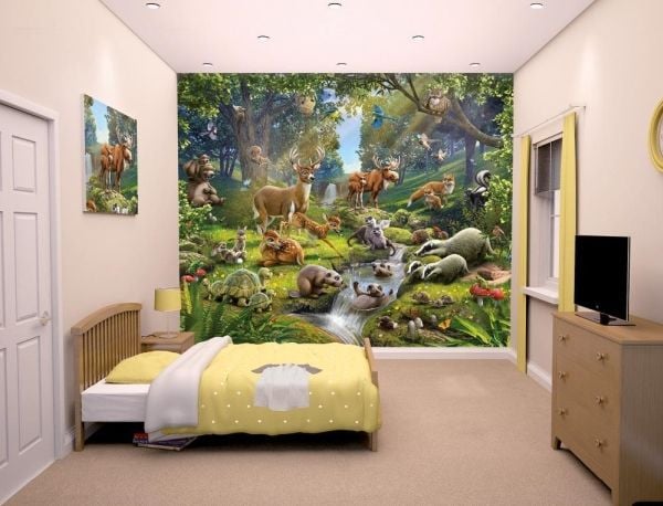 Skovens dyr tapet 243 x 305 cm