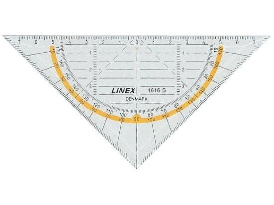 Linex 1616G, 45° triangel, Isopor, Gjennomsiktig, Gult, 16 cm, 11 cm, 1,6 mm Linex 1616G, 45° triangel, Isopor, Gjennomsiktig, Gult, 16 cm, 11 cm, 1,6 mm