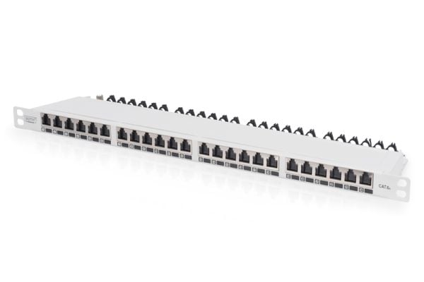 Digitus Professional - Koblingspanel - rackmonterbar - CAT 6a - STP - RJ-45 X 24 - RAL 7035, lysegrå - 0.5U - 19"