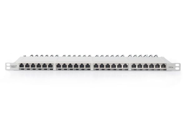 Digitus Professional - Koblingspanel - rackmonterbar - CAT 6a - STP - RJ-45 X 24 - RAL 7035, lysegrå - 0.5U - 19"