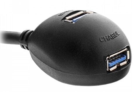 InLine 35651, 1 m, USB A, 2 x USB A, USB 3.2 Gen 1 (3.1 Gen 1), Hankjønn/hunkjønn, Sort