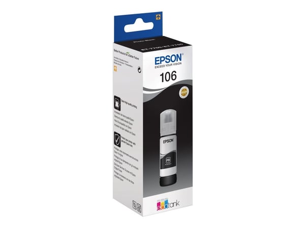 Epson 106 - 70 ml - foto-svart - original - svart - bläcktank - för EcoTank ET-7700, ET-7750, L7160, L7180; Expression Premium ET-7700, ET-7750