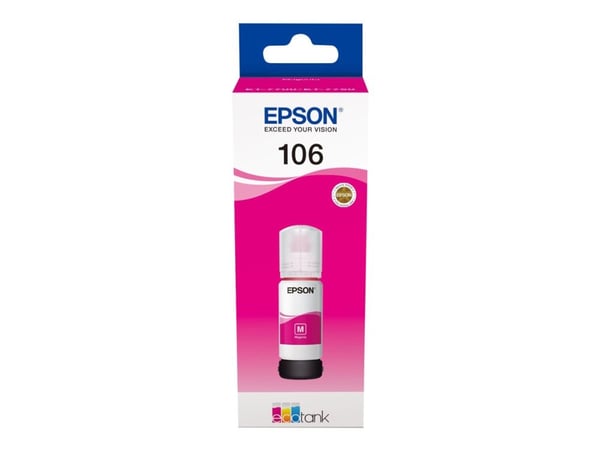 Epson 106 EcoTank -mustepullo, magenta, Alkuperäinen, Magenta, Epson, - EcoTank ET-7750 - EcoTank ET-7700, 70 ml, Mustesuihkutulostus