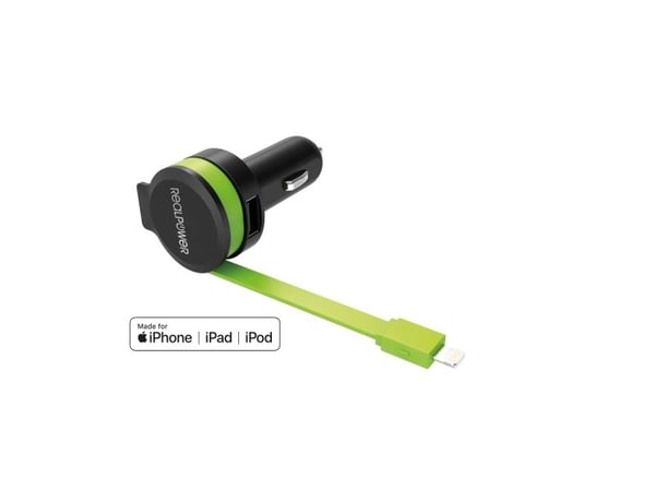 RealPower 257637, Automatisk, Cigartenner/lighter, 5 V, 4,8 A, 0,58 m, Sort, Grønn