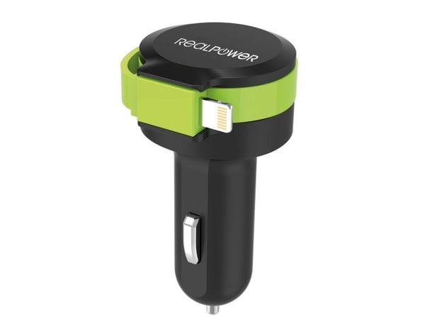 RealPower 257637, Automatisk, Cigartenner/lighter, 5 V, 4,8 A, 0,58 m, Sort, Grønn