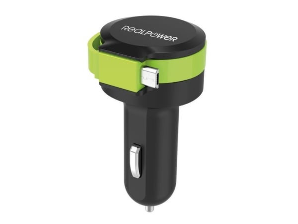 RealPower 257635, Automatisk, Cigartenner/lighter, 5 V, 4,8 A, 0,58 m, Sort, Grønn