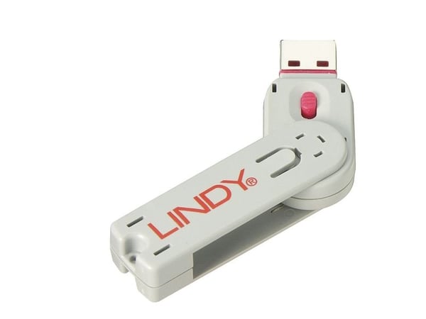 Lindy 40620, Portinlukitsin, USB A-tyyppi, Vaaleanpunainen, Akryylinitriilibutadieenistyreeni (ABS), 1 kpl, Muovipussi