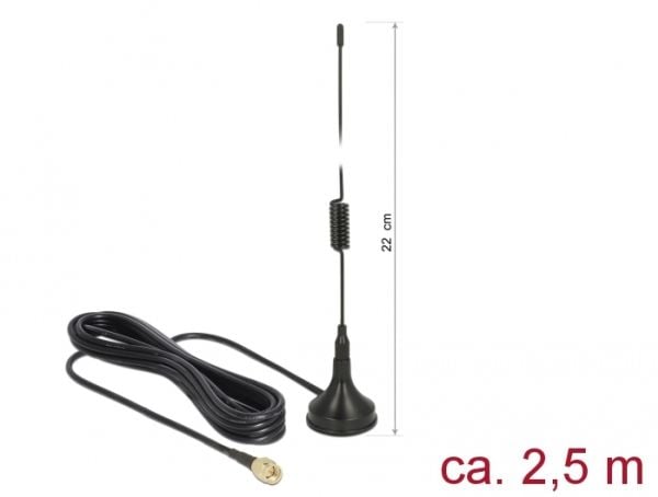 Delock - Antenne - 22 cm - 2 dBi - rundtstrålende - utendørs, innendørs - svart