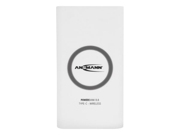 Ansmann Powerbank 8.8, 8000 mAh, Lithium Polymer (LiPo), Trådløs lading, 3,7 V, Hvit