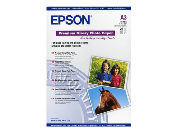 Epson Premium - Blank - A3 (297 x 420 mm) - 255 g/m² - 20 ark fotopapir - for Expression Photo XP-970; SureColor SC-P700, P900, T2100, T3100, T3405...