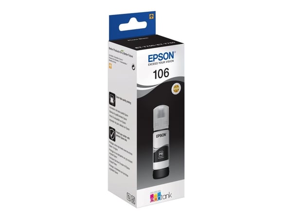 Epson 106 - 70 ml - foto-svart - original - svart - bläcktank - för EcoTank ET-7700, ET-7750, L7160, L7180; Expression Premium ET-7700, ET-7750