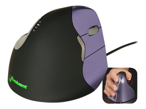 Evoluent VerticalMouse 4, Oikeakätinen, Optinen, Langaton RF, Musta, Ruskea