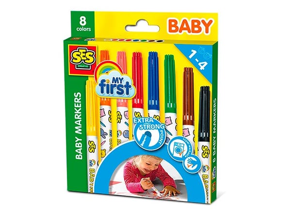 SES Creative My First Baby Markers, 8 kpl, Musta, Sininen, Ruskea, Vihreä, Oranssi, Vaaleanpunainen, Punainen, Keltainen, 1 vuosi/vuosia, Pyöreä pä... SES Creative My First Baby Markers, 8 kpl, Musta, Sininen, Ruskea, Vihreä, Oranssi, Vaaleanpunainen, Punainen, Keltainen, 1 vuosi/vuosia, Pyöreä pä...