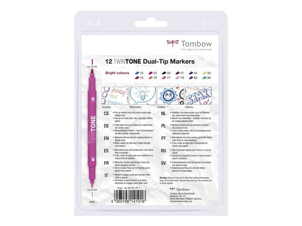 Marker Tombow TwinTone bright 0,3/0,8 (12 stk.)