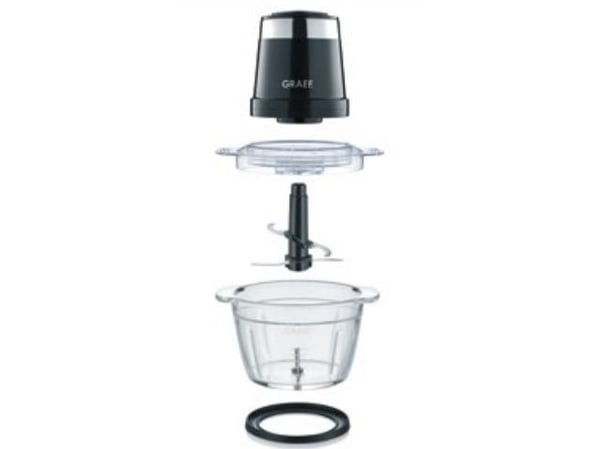 Graef CH502EU, Svart, Ost, Frukt, Kjøtt, Grønnsaker, Rustfritt stål, Glass, 1 l, 500 W