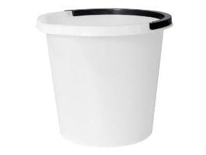 Spand 10 ltr. plast rund med hank hvid