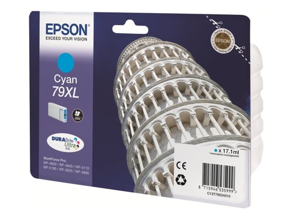 Epson 79XL - 17.1 ml - XL - cyan - original - blekkpatron - for WorkForce Pro WF-4630DWF, WF-4640DTWF, WF-5110DW, WF-5190DW, WF-5620DWF, WF-5690DWF