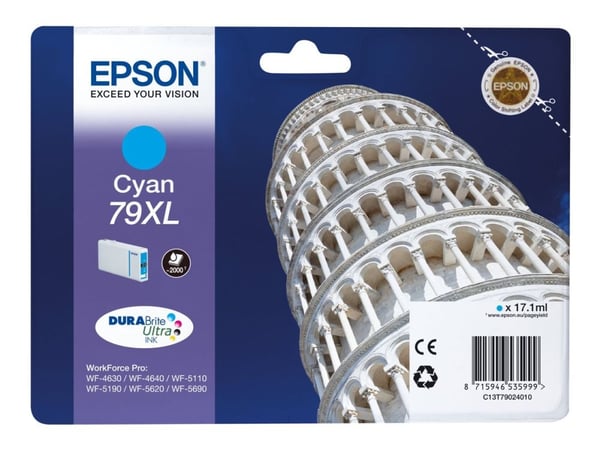 Epson 79XL - 17.1 ml - XL - cyan - original - blekkpatron - for WorkForce Pro WF-4630DWF, WF-4640DTWF, WF-5110DW, WF-5190DW, WF-5620DWF, WF-5690DWF