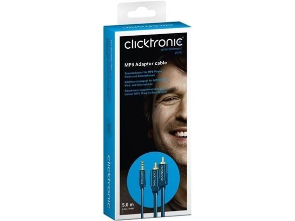 ClickTronic 5m MP3 Adapter, 3.5mm, Hankjønn, 2 x RCA, Hankjønn, 5 m, Blå