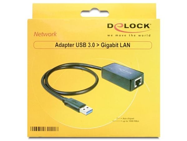 Delock Adapter USB 3.0 > Gigabit LAN 10/100/1000 Mb/s - Nettverksadapter - USB 3.0 - Gigabit Ethernet