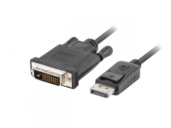 Lanberg - Adapterkabel - dobbeltlenke - DisplayPort (hann) til DVI-D (hann) - DisplayPort 1.2 - 1 m - tommelskruer, 1080p-støtte - svart