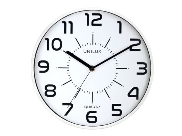 Unilux POP, Vegg, Quartz clock, Rund, Hvit, Akrylonitril-butadien-styren (ABS), Plast, Glass