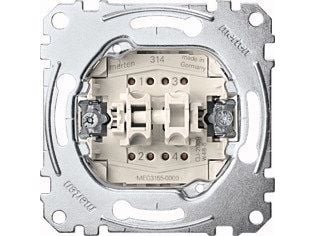 Merten MEG3155-0000, Tryckknappsbrytare, 1P, Metallisk, IP20, 250 V, 10 A