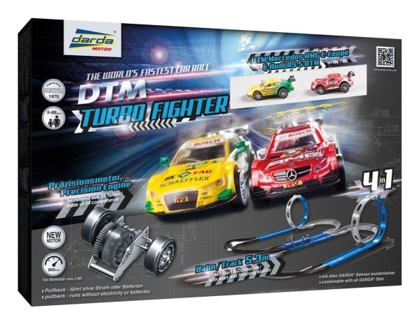 Darda DTM Turbo Fighter, Kjøretøy og banesett, 5 år, Sort, Blå, Flerfarget, Grønn, Rød, Gult