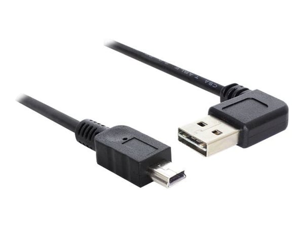 Delock Easy - USB-kabel - USB (hane) vänster-/högervinklad, vändbar till mini-USB typ B (hane) - USB 2.0 - 50 cm - svart
