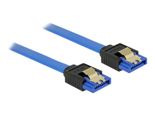 Delock - SATA-kabel - Serial ATA 150/300/600 - SATA(R) til SATA(R) - 10 cm - hasp - blå Delock - SATA-kabel - Serial ATA 150/300/600 - SATA(R) til SATA(R) - 10 cm - hasp - blå