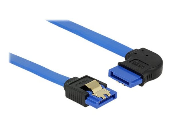 Delock - SATA-kaapeli - Serial ATA 150/300/600 - SATA (R) suora SATA (R) - SATA (R) kulmikas - 30 cm - kierretty - sininen
