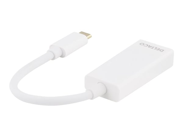 DELTACO USBC-DP1 - Ekstern videoadapter - USB-C 3.1 - DisplayPort - hvit