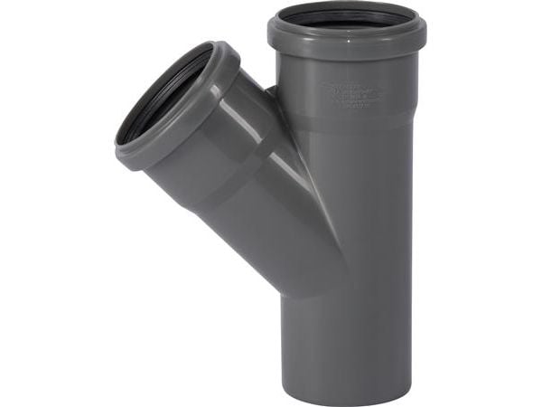 75 mm x 45° Grenrør afløb PP grå 75 mm x 45° Grenrør afløb PP grå