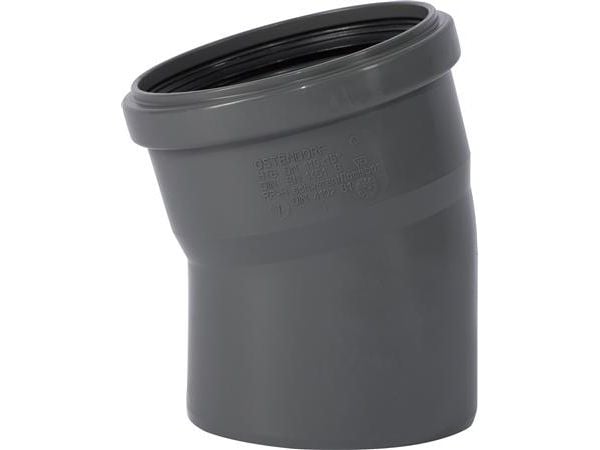 110 mm x 15° Bøjning afløb PP grå