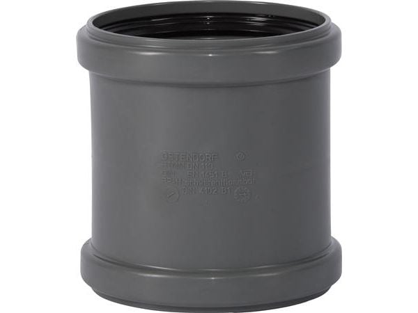 110 mm Dobbeltmuffe pp grå 110 mm Dobbeltmuffe pp grå