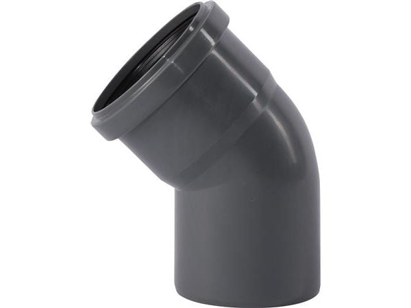75 mm x 45° Bøjning afløb PP grå