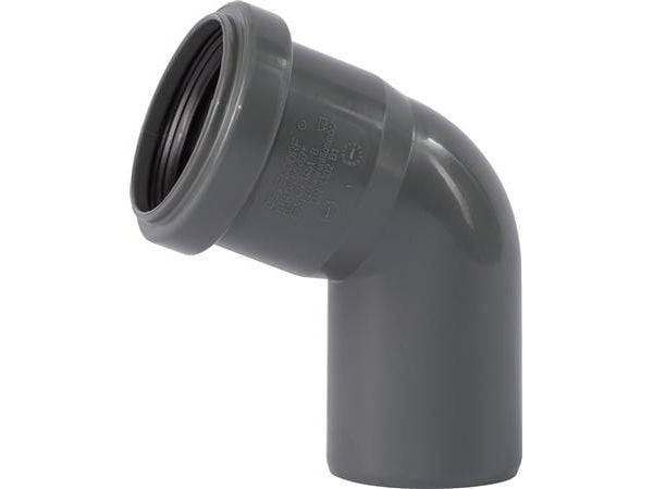 PP avloppsböj 50 mm x 67° grå