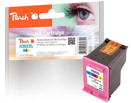 Peach - 14 ml - farge (cyan, magenta, gul) - kompatibel - gjenfabrikert - blekkpatron (alternativ for: HP 302XL) - for HP Deskjet 1110, 21XX, 36XX;...