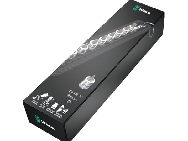 Wera 05003882001, Støpselsett, 1/4", Metrisk, 9 hoder, 40,8,9,10,15,20,25,27,30 mm